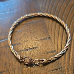 Sterling Two Tone Twist Bracelet. SMALL. 925 Italy